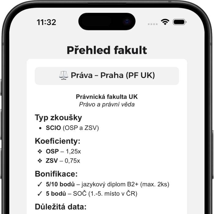 Revio funkce – Přehled fakult